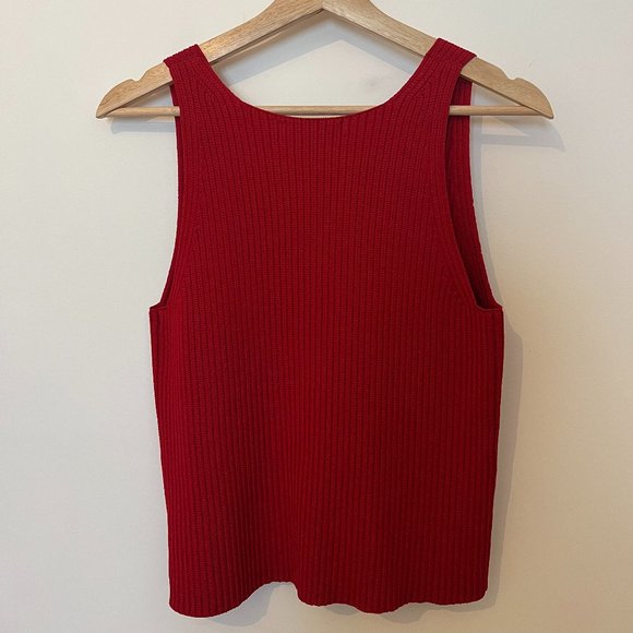 Theory Ribbed Red Tank Top - Picture 2 of 2